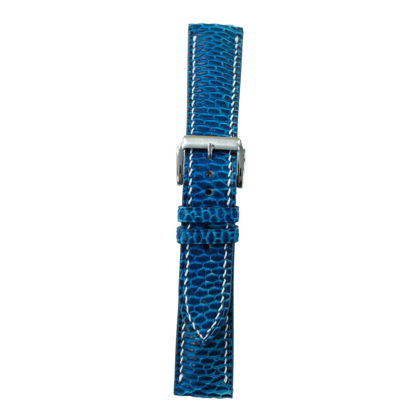 Flat Ocean Blue Hand-Dyed Beaver Tail Leather Watch Strap