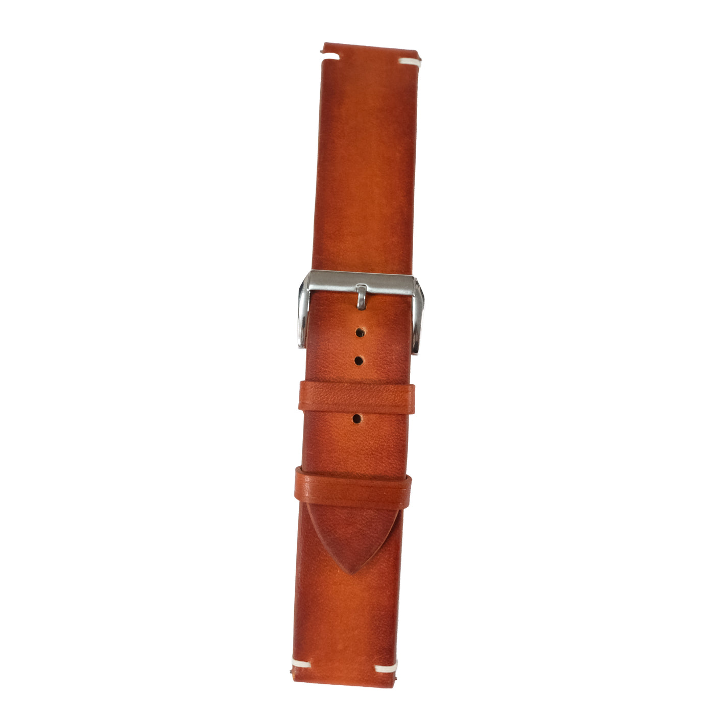Flat Cognac Patina Leather Watch Strap