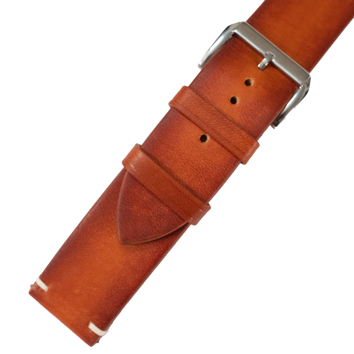 Flat Cognac Patina Leather Watch Strap