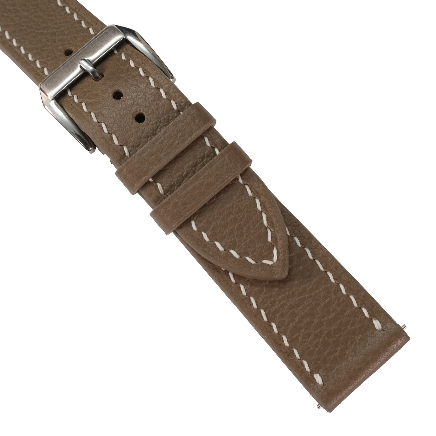 Flat Etoupe Togo Leather Watch Strap