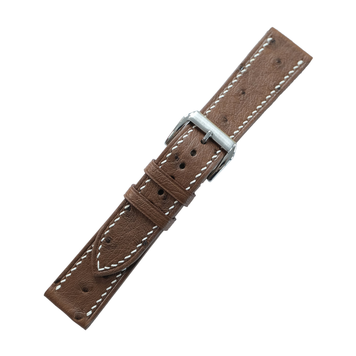 Flat Brown Waxed Cowhide Leather Watch Strap