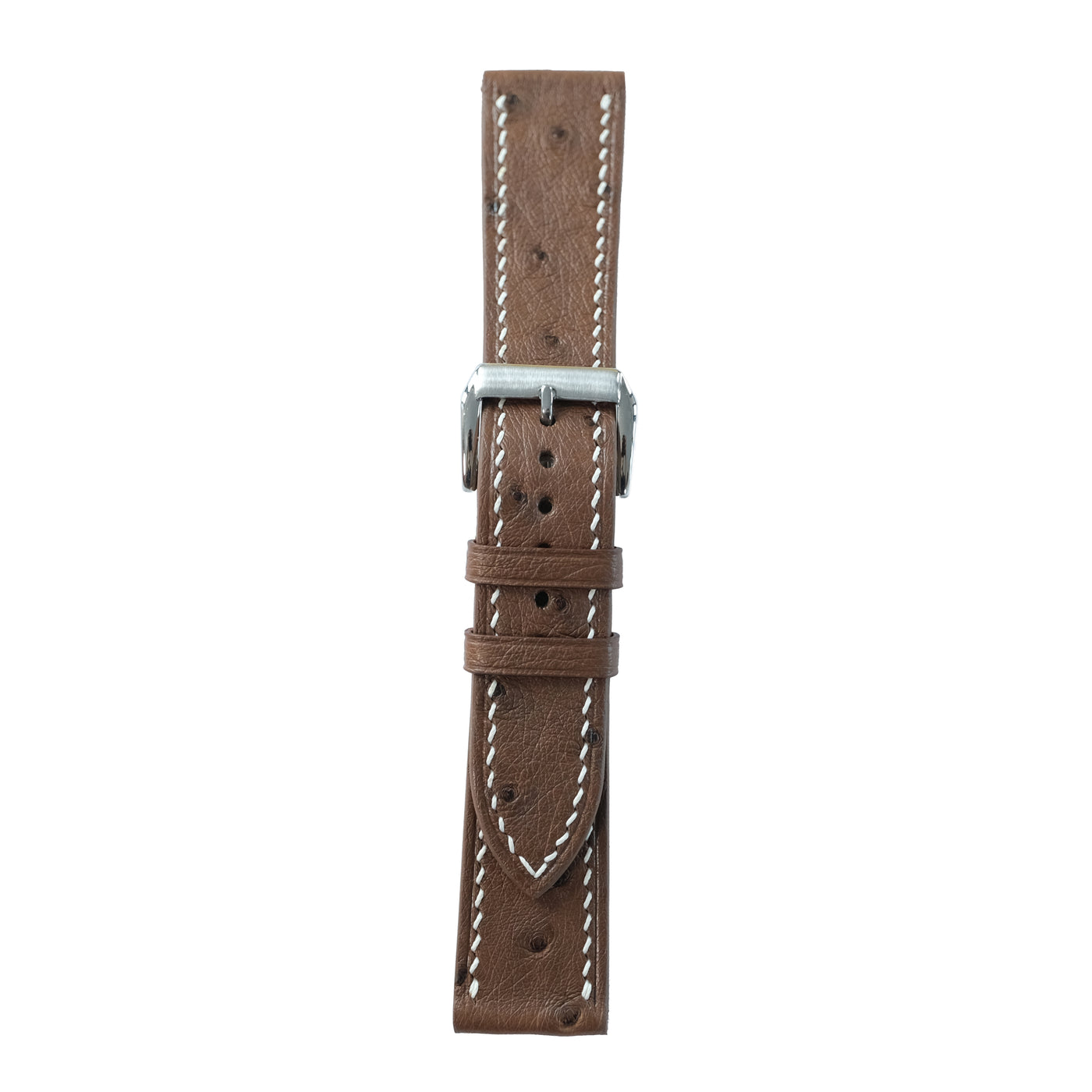 Flat Brown Waxed Cowhide Leather Watch Strap