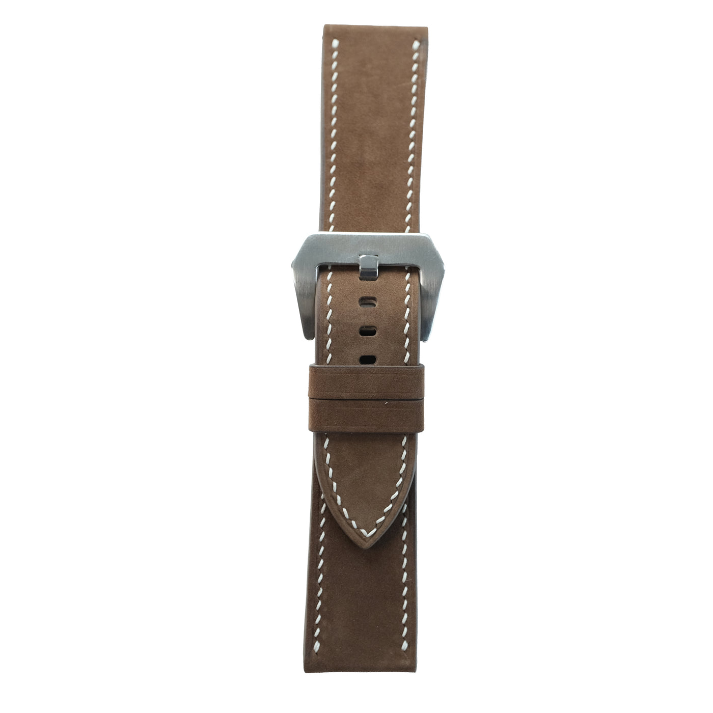 Flat Brown Waxed Cowhide Leather Watch Strap