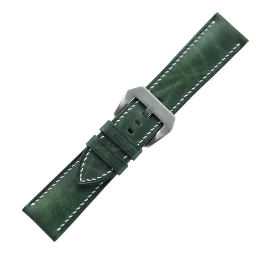 Forest Green Waxed Cowhide Watch Strap