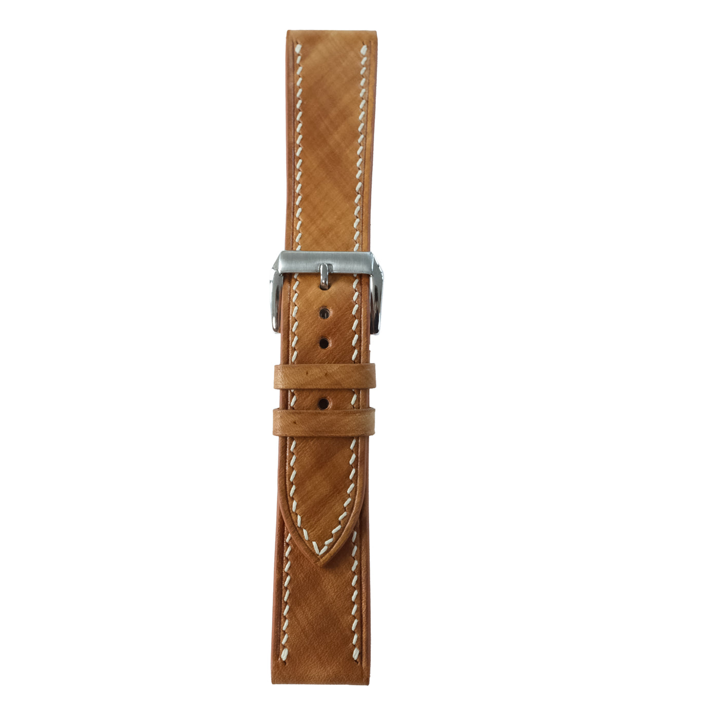 Flat Tan Wood Grain Patina Leather Watch Strap