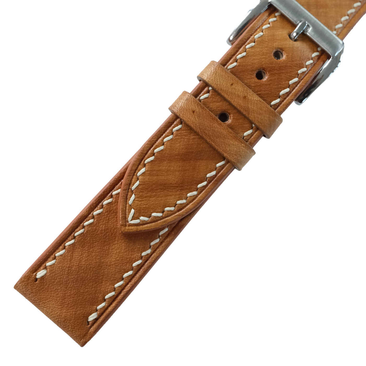 Flat Tan Wood Grain Patina Leather Watch Strap