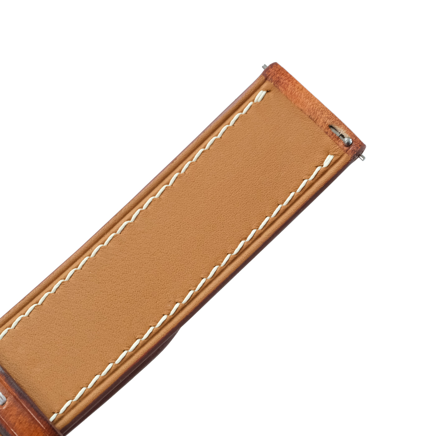 Flat Cognac Signature Patina Leather Watch Strap