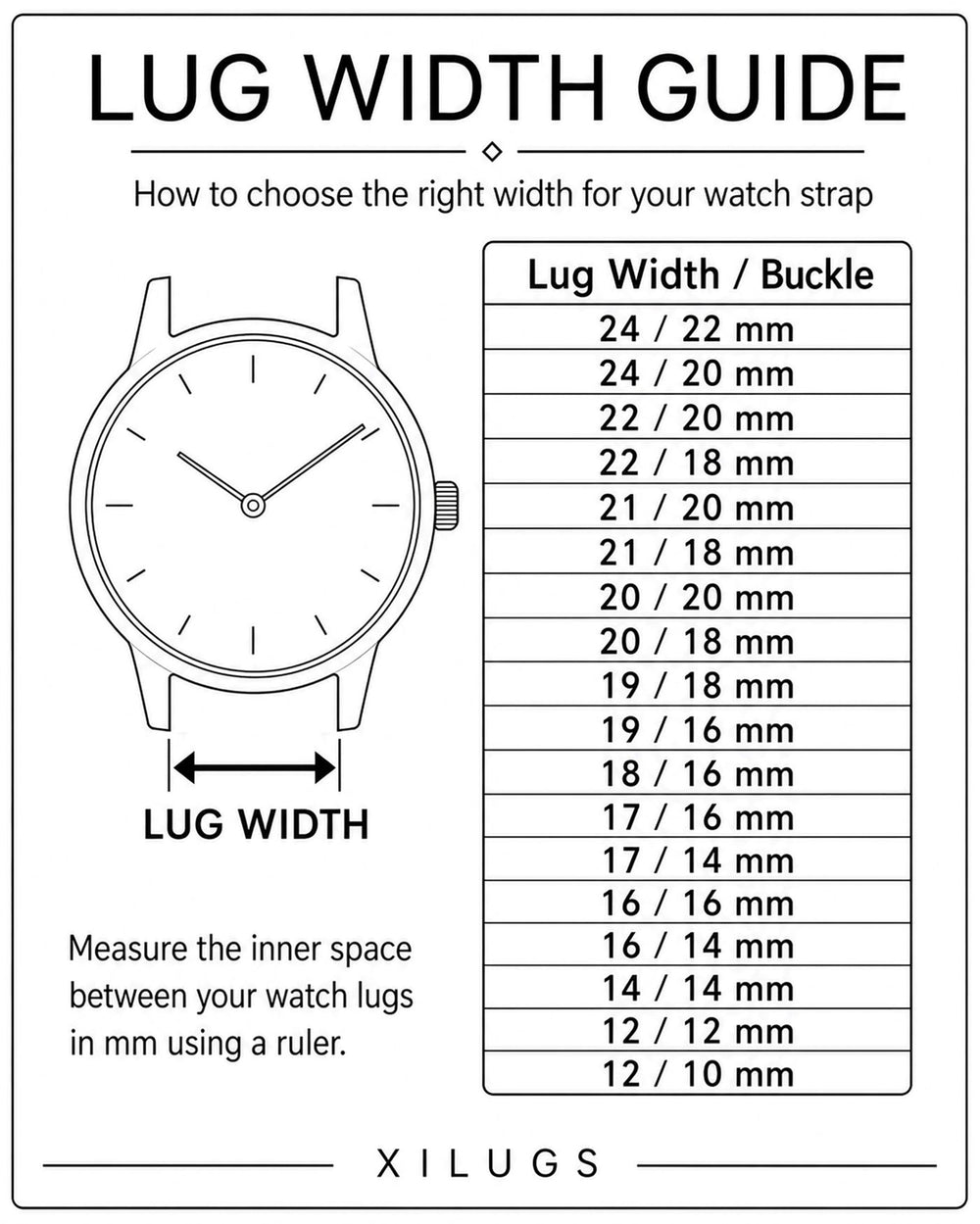 Lug width guide